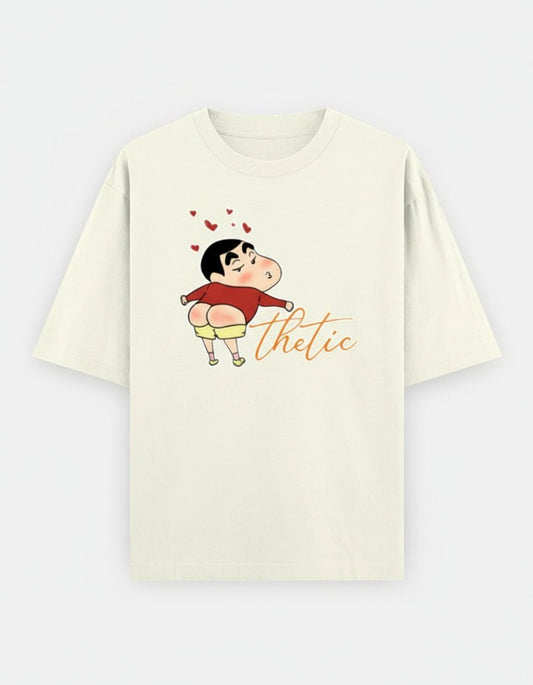 Aesthetic Cartoon Oversized T-Shirt | Unisex Drop Shoulder Heavyweight Cotton Tee | Iconicwears - Iconic Wears