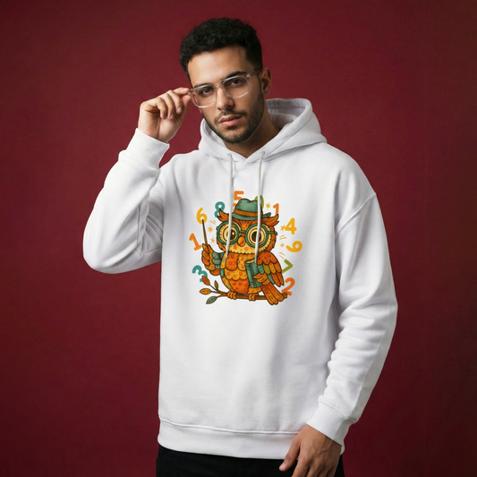 The Little Professor - Math Geek Owl Graphic Hoodie(Unisex) Iconic Wears