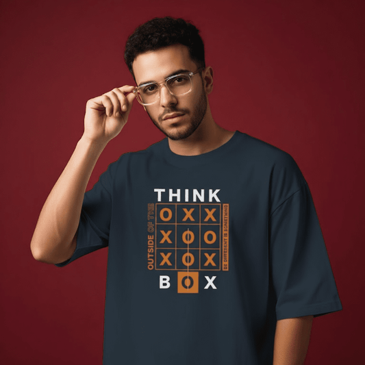 Think Outside the Box Oversized T-Shirt | Unisex Drop Shoulder Cotton Graphic Tee | Iconicwears - Iconic Wears
