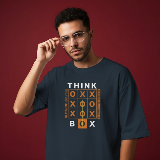 Think Outside the Box Oversized T-Shirt | Unisex Drop Shoulder Cotton Graphic Tee | Iconicwears Iconic Wears